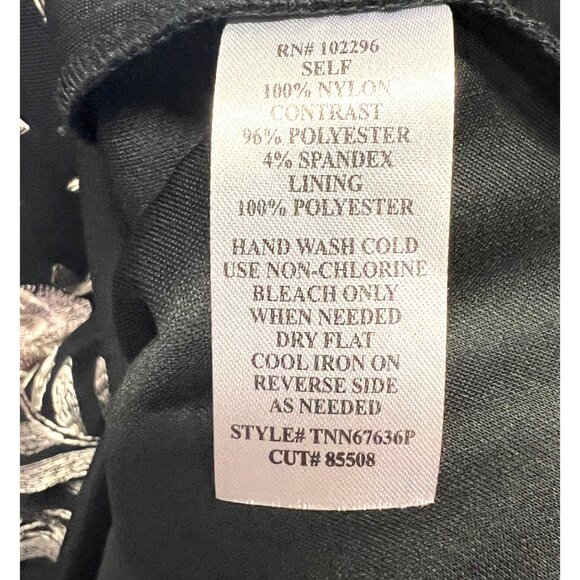 Connected Apparel Black Pink Floral V Neck Embroidered Sheath Back Zip Dress 8P - Picture 5 of 5